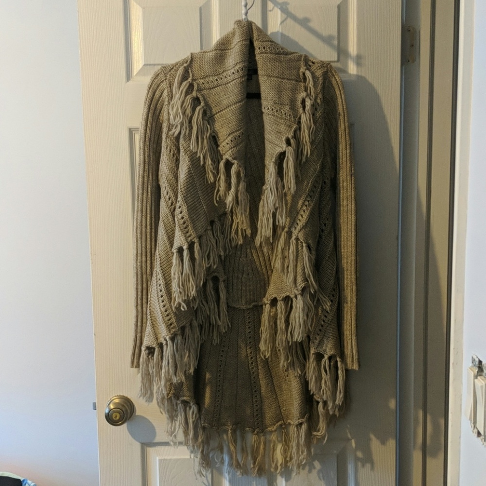 Boho fringe wool cardigan